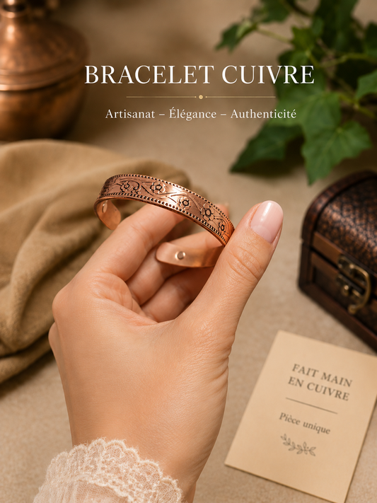 BRACELET CUIVRE FLORAL MAGNÉTIQUE